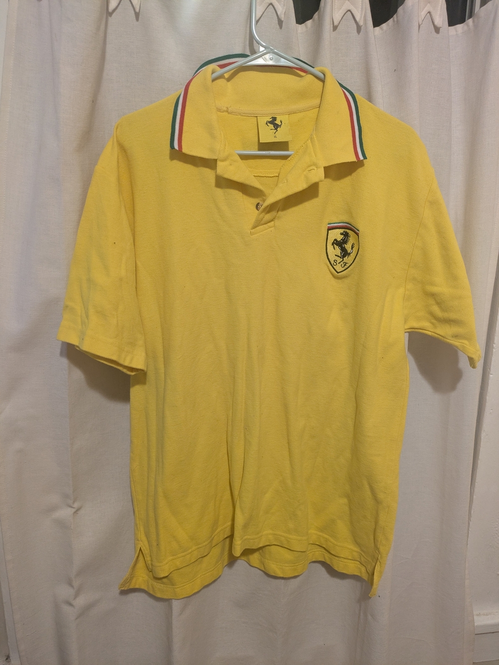 Ferrari Yellow Polo Shirt with Tricolor Collar